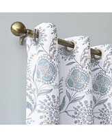 Janelle Medallion Floral Semi-Sheer Grommet Curtain Panel