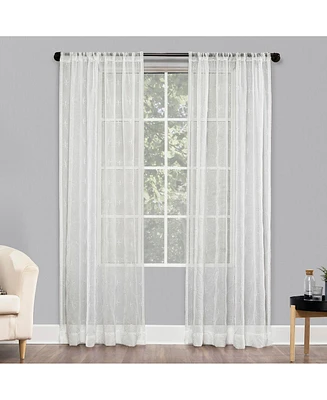 No. 918 Tamaryn Embroidered Trellis Sheer Rod Pocket Curtain Panel