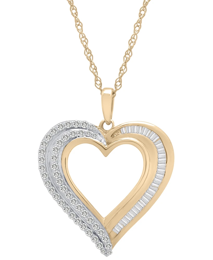 Diamond Heart Pendant 18" Necklace (1/2 ct. t.w.) in 10k Gold, Exclusively at Macy's