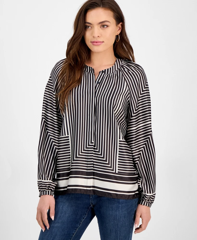 I.n.c. International Concepts Petite Polished Printed Popover Blouse, Exclusively at Macy's