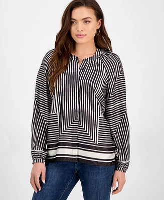 I.n.c. International Concepts Petite Polished Printed Popover Blouse, Exclusively at Macy's