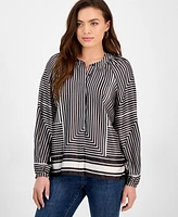 I.n.c. International Concepts Petite Polished Printed Popover Blouse, Exclusively at Macy's