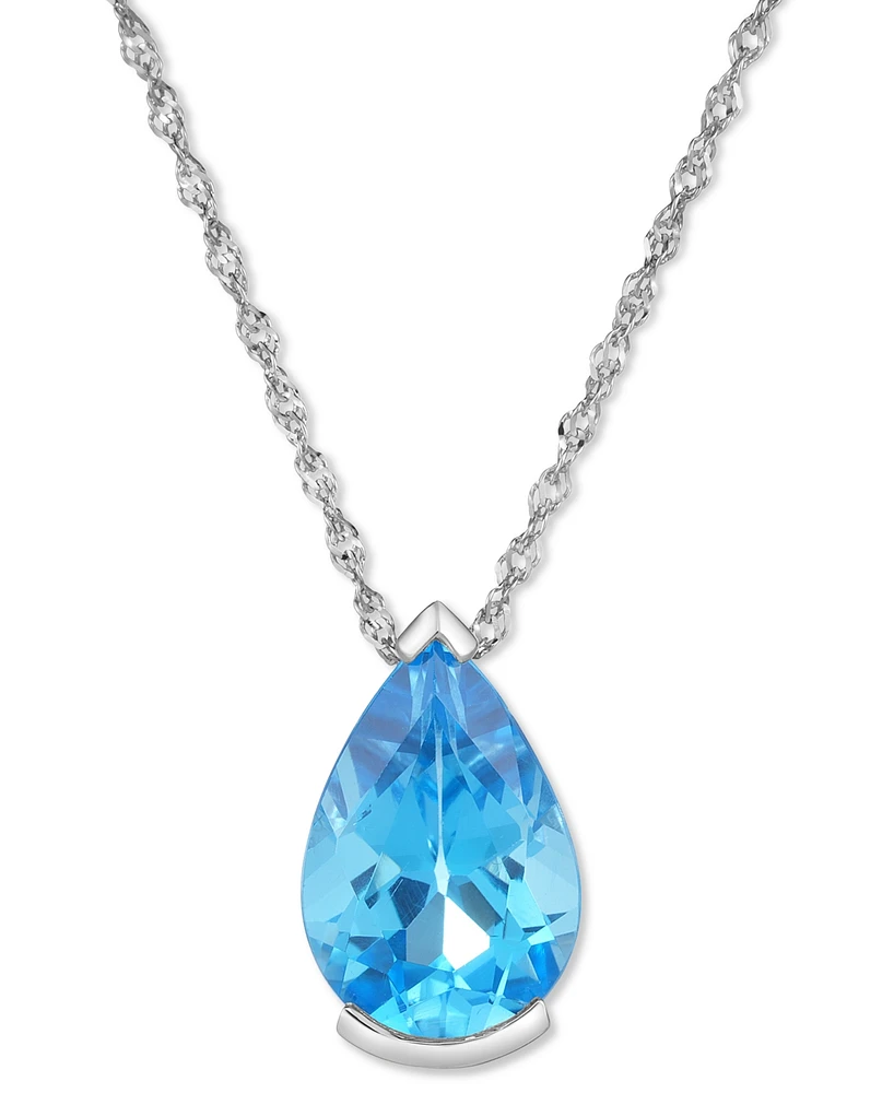 Amethyst Pear Solitaire 18" Pendant Necklace (2-1/2 ct. t.w.) 14k White Gold, 16" + 2" extender (Also Blue Topaz, Citrine, & Garnet)