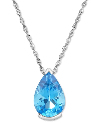 Amethyst Pear Solitaire 18" Pendant Necklace (2-1/2 ct. t.w.) 14k White Gold, 16" + 2" extender (Also Blue Topaz, Citrine, & Garnet)