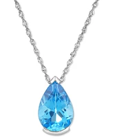 Amethyst Pear Solitaire 18" Pendant Necklace (2-1/2 ct. t.w.) 14k White Gold, 16" + 2" extender (Also Blue Topaz, Citrine, & Garnet)