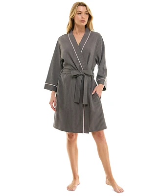 Roudelain Women's Waffle-Knit Kimono Wrap Robe