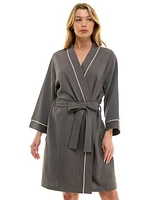 Roudelain Women's Waffle-Knit Kimono Wrap Robe