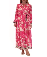 julia jordan Women's Floral-Print Tie-Waist Maxi Dress