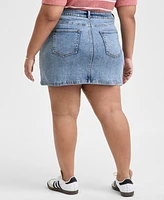 And Now This Trendy Plus Tie-Front Denim Mini Skirt, Exclusively at Macy's