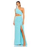 Women's Cut Out One Shoulder Ruched Back Gown