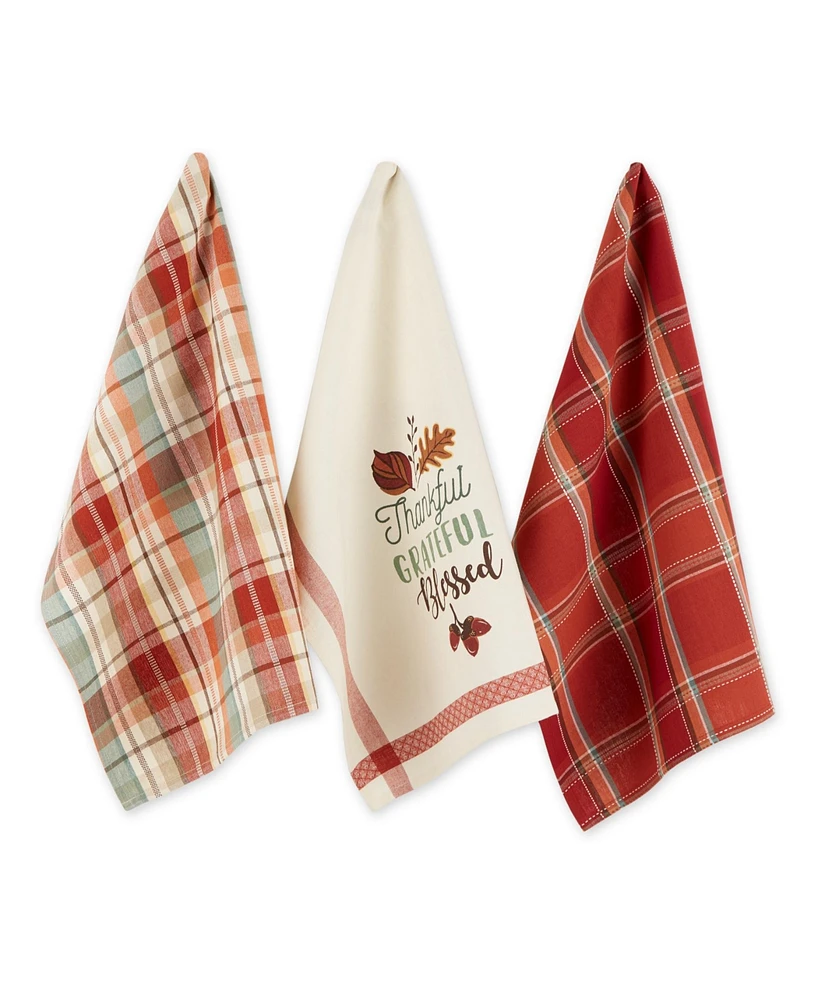 Design Imports Assorted Thankful Grateful Blessed Dishtowel, Set of 3