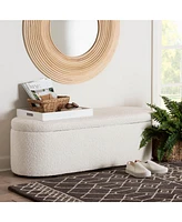 Baxton Studio Lavina Modern White Teddy-Bear Fabric Storage Bench