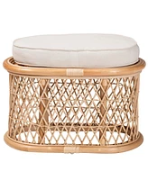 bali & pari Ladonna Bohemian Natural Rattan Ottoman Footstool