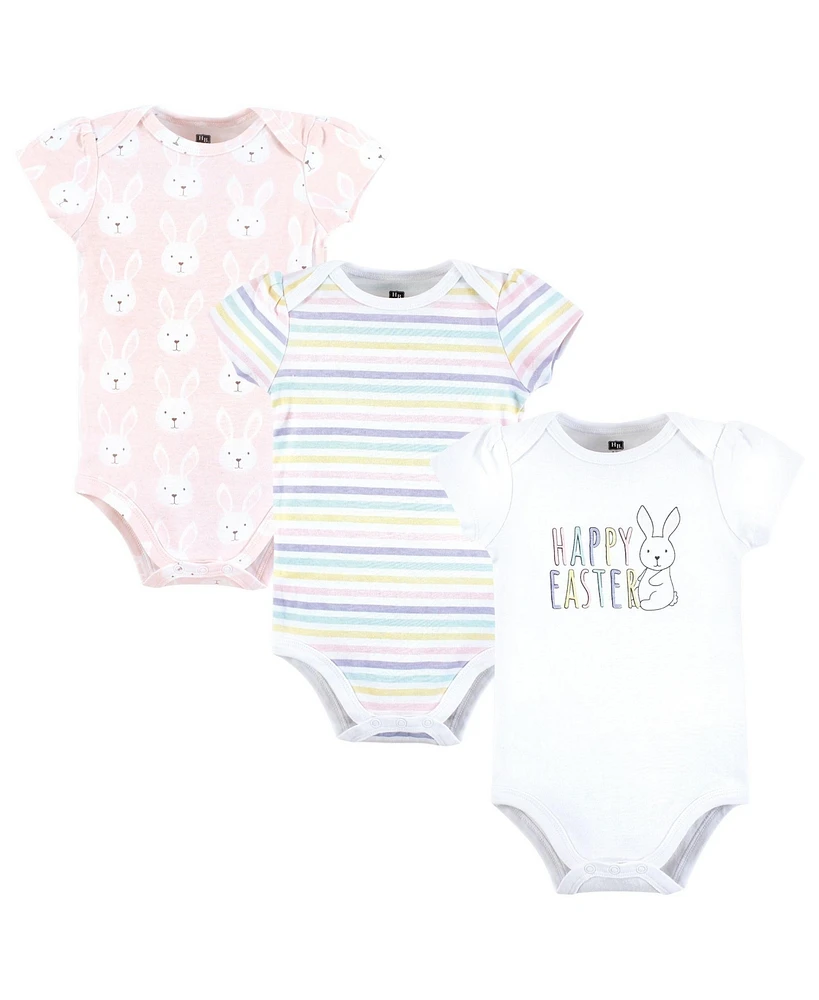 Hudson Baby Girls Cotton Bodysuits, Easter Bunny Pink, Preemie