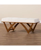 Baxton Studio Chenoa Japandi Cream Boucle Fabric and Walnut Brown Finished Wood Bench