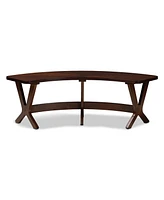 Baxton Studio Berlin Mid-Century Modern Walnut Finished Wood Curved Dining Bench