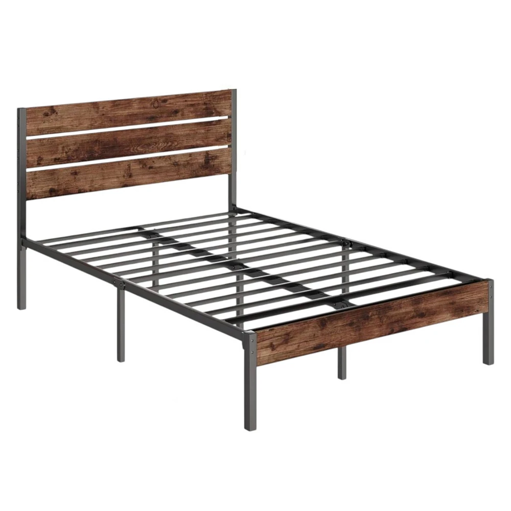 Slickblue Modern Farmhouse Platform Bed Frame - Rustic Style with Sleek