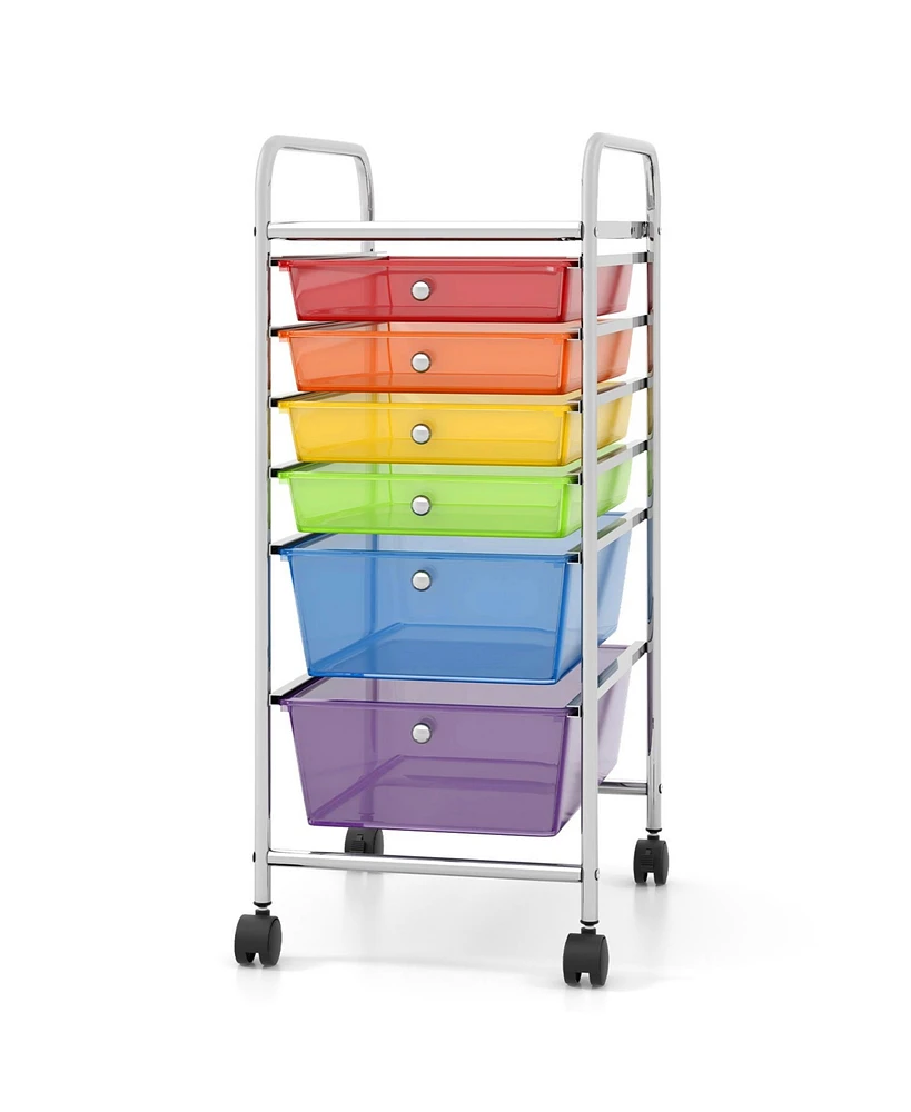 Gouun Multifunctional 6-Drawer Rolling Storage Cart with Deep and Shallow Drawers