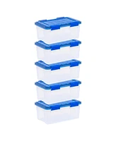 Iris Usa 5Pack 19qt Weatherpro Airtight Plastic Storage Bin with Lid and Seal and Secure Latching Buckles