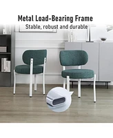Dyhome Dining Chairs Set of 2, Upholstered Modern Dining Room Chairs, Tufted Sherpa Boucle Kitchen Chairs, Mid Century Dining Chair with White Metal L