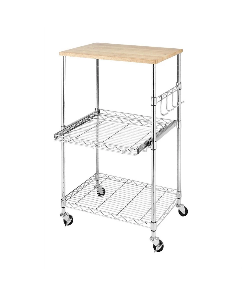 Slickblue Sturdy Metal Kitchen Microwave Cart with Adjustable Shelves and Locking Wheels