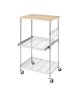 Slickblue Sturdy Metal Kitchen Microwave Cart with Adjustable Shelves and Locking Wheels