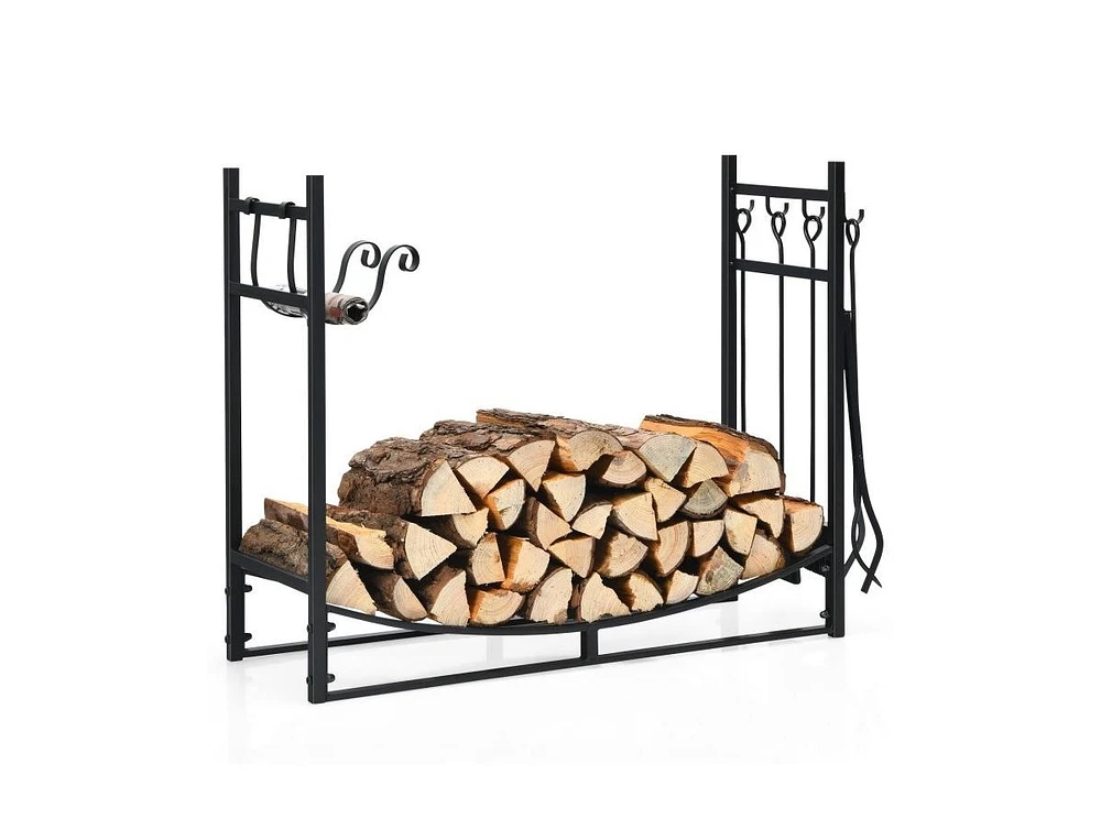 Slickblue Indoor/Outdoor Heavy Duty Firewood Storage Rack with Kindling Holders and Shovel