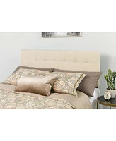 Slickblue Taupe Fabric Box-Stitch Upholstered Headboard for Elegant Bedroom Decor and Comfort