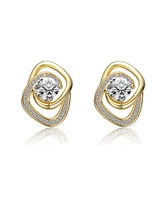 Rachel Glauber 14k Gold Plated Cubic Zirconia Double Love Knot Stud Earrings