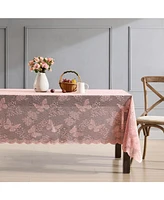 Hlc.me Butterfly Floral Lace Fabric Tablecloth, Lace Fabric Table Cloth for Rectangle Tables, Wrinkle Resistant Tablecloth