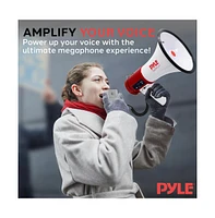 Pyle 50-Watt Portable Megaphone with Usb/Sd Readers, MP3 Playback, Siren Mode, Rechargeable Battery, Wired Handheld Microphone