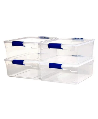 Homz 15.5 Qt Plastic Stackable Storage Container with Secure Lid, Clear (4 Pack)