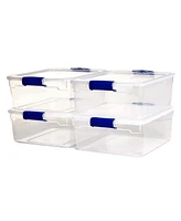 Homz 15.5 Qt Plastic Stackable Storage Container with Secure Lid, Clear (4 Pack)