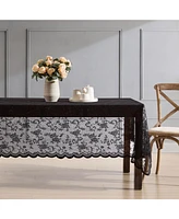 Hlc.me Harper Floral Lace Fabric Tablecloth, Lace Fabric Table Cloth for Rectangle Tables, Wrinkle Resistant Tablecloth