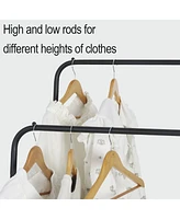 Unho Double Rail Clothes Stand: Garment Rack on Wheels with Storage Shelves