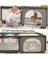 Comomy Baby Playpen, 63x63'' Extra Large Baby Playard, Kids Activity Center with Anti-Slip Base, Safety Play Yard for Infants Toddlers