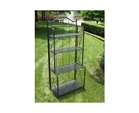 Slickblue Indoor/Outdoor Folding Metal Baker's Rack with 4-Tier Lattice Shelves for Storage and Display