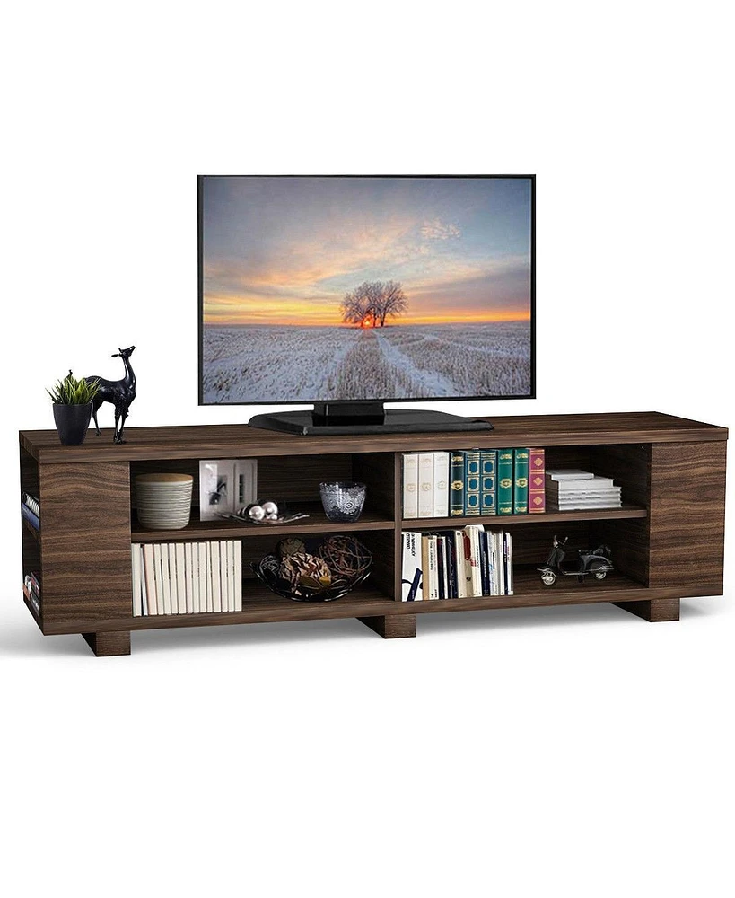 Slickblue Modern Tv Stand in Wood Finish for Flat-Screen Tv with Storage and Sleek Design