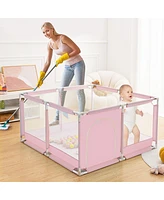 Comomy Baby Playpen Play Yard Portable 4 Panel Baby Safety Playpen for Infant Toddler