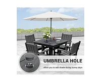 Pamapic Gray 5/7-Piece Hdpe Plastic Patio Outdoor Dining Set with Arm Chairs