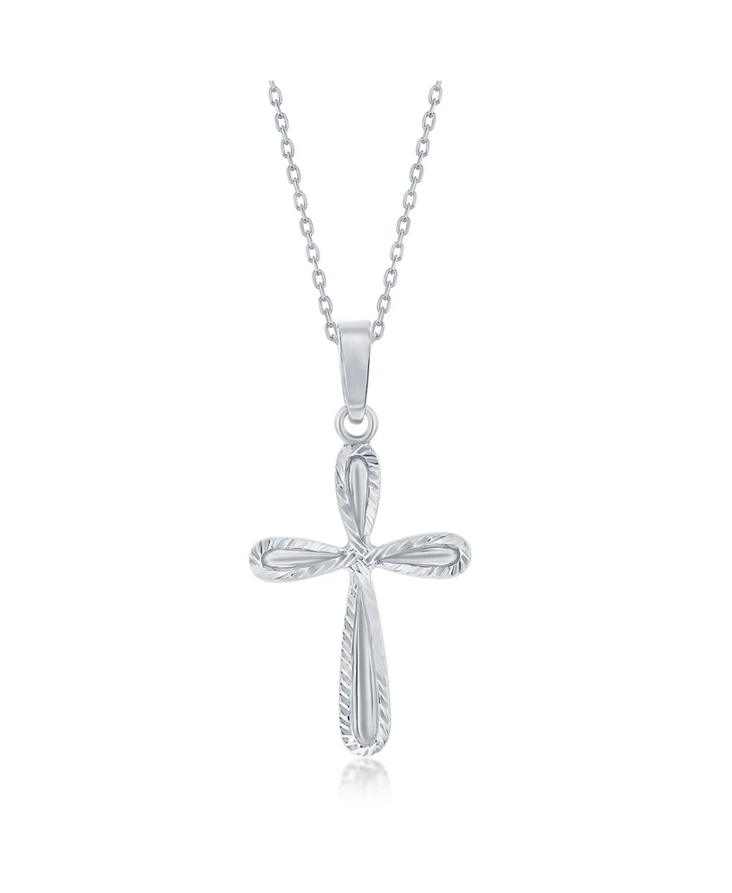 Simona Sterling Silver D-c Border Cross Necklace