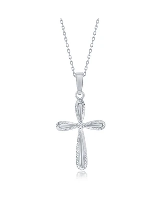 Simona Sterling Silver D-c Border Cross Necklace