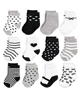 Hudson Baby Baby Girls Cotton Rich Newborn and Terry Socks Gray Black