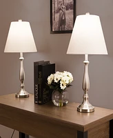 Lavish Home 25.5" Brushed Steel Table Lamp Set