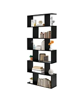 Gouun 6 Tier S-Shaped Bookshelf Storage Display Bookcase Decor Z-Shelf