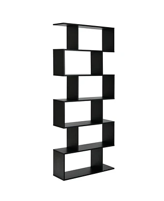 Gouun 6 Tier S-Shaped Bookshelf Storage Display Bookcase Decor Z-Shelf