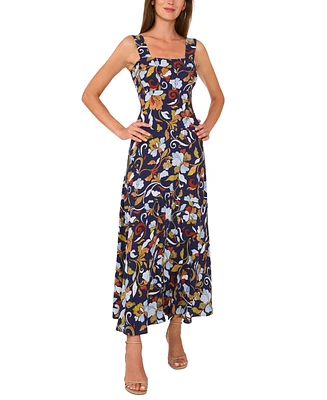 Vince Camuto Women's Printed Square-Neck Tiered Maxi Dress