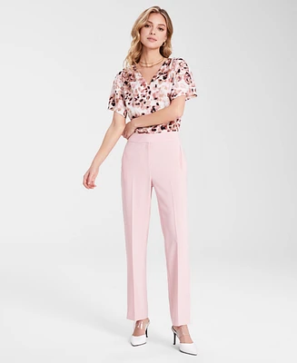 Bar Iii Women's Flat-Front Straight-Leg Suit Pants, Exclusively at Macy's