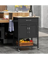 Gouun Rolling Kitchen Island Cart with Drawer and Towel Rack