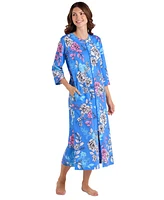 Miss Elaine Women's Long-Sleeve Printed Long Zip Robe